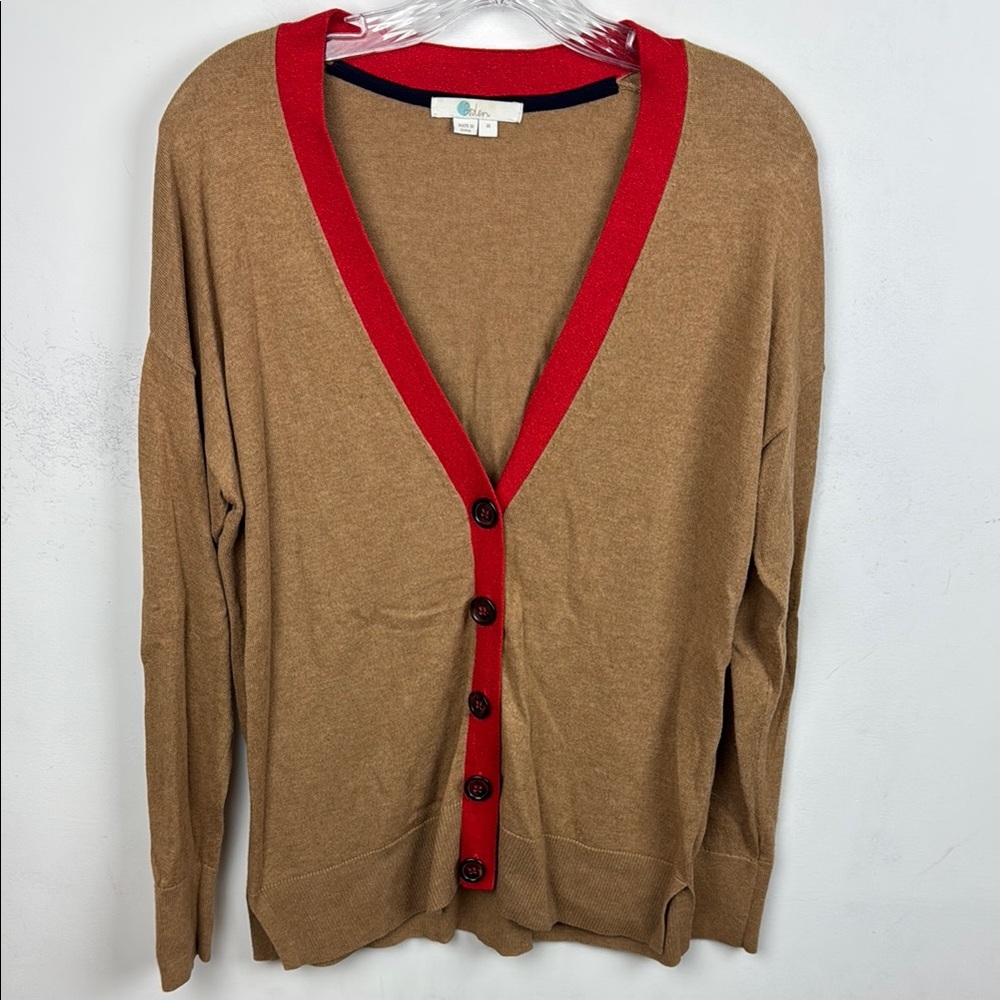 Boden Tan and Red Women's Cardigan